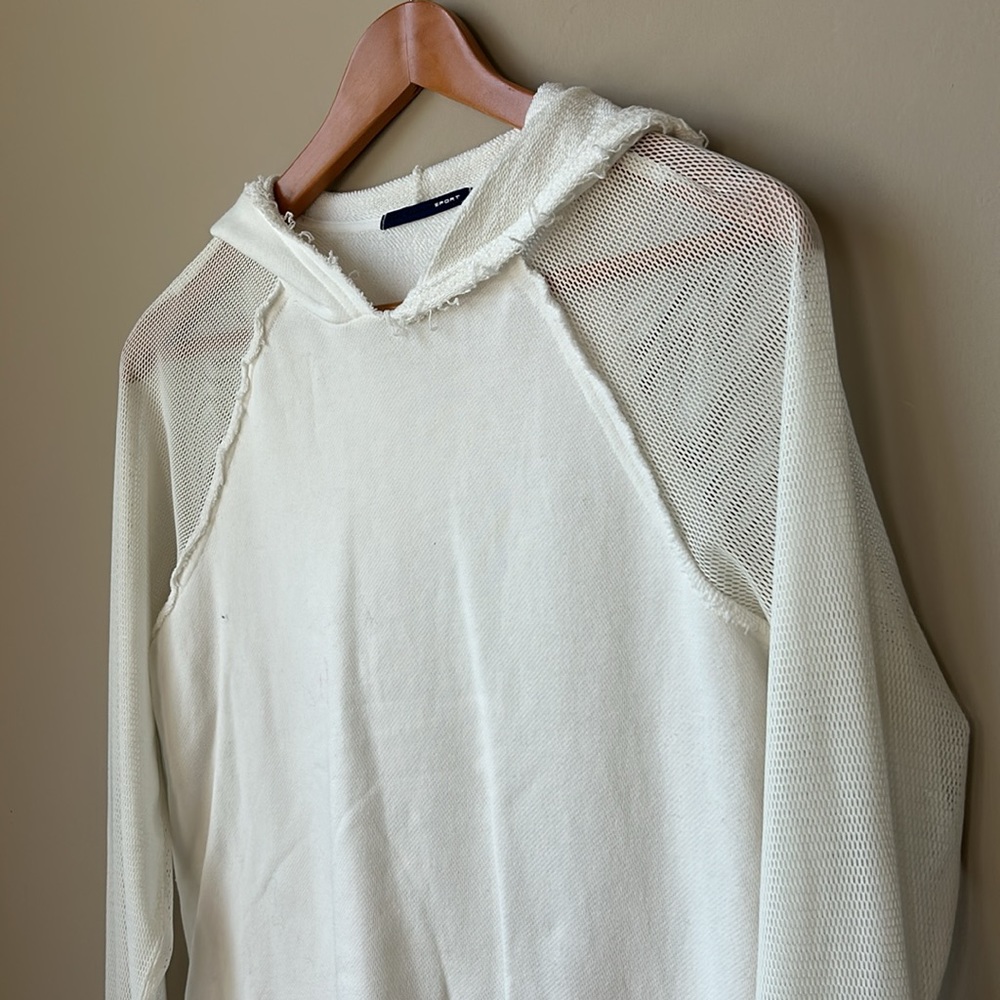 ELIE TAHARI SPORT white mesh sleeves hoodie size XS - Picture 2 of 5